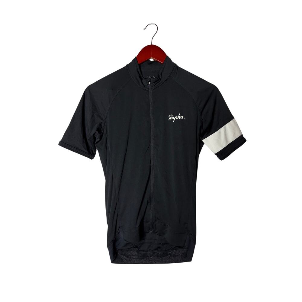 Rapha men black white cycling jersey short sleeve sz S